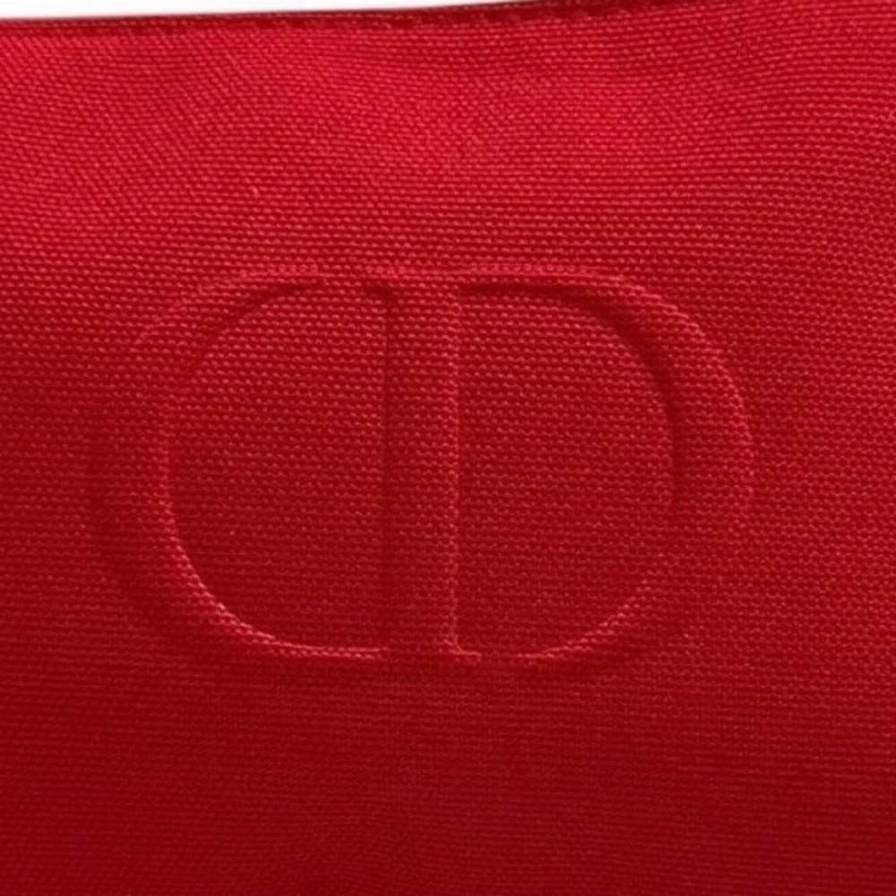 DIOR Zipper Cosmetic Embossed CD Bright Red‎ Fabric Travel Bag
